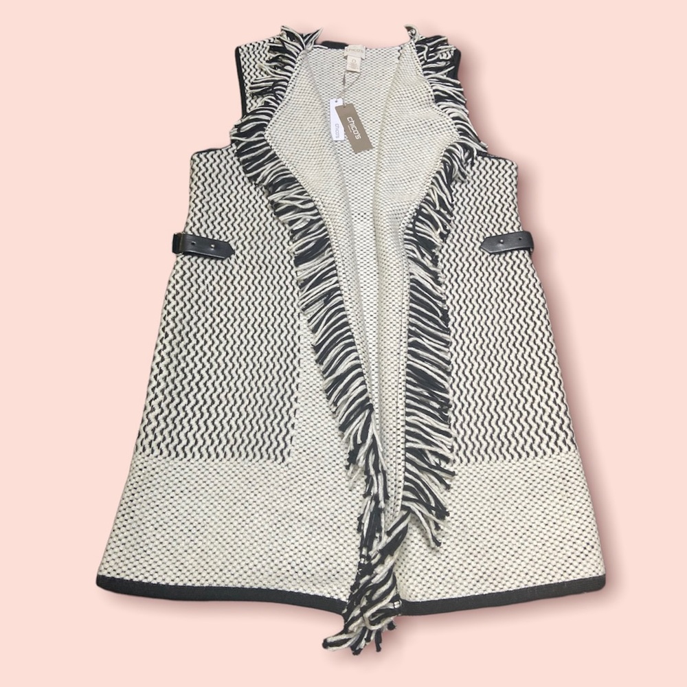 Chico's Black and White Patterned Vest